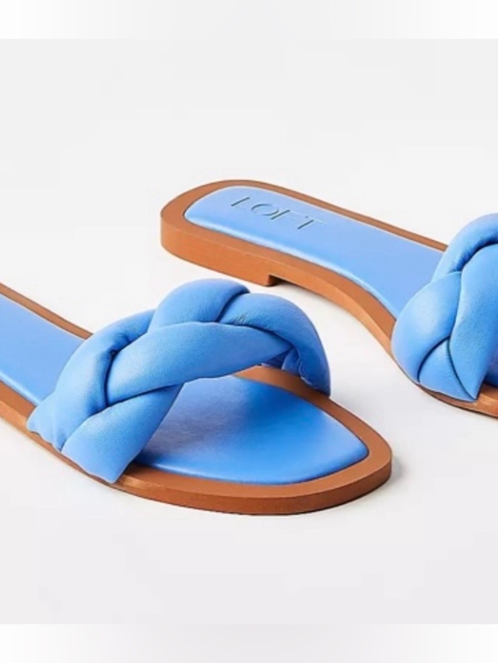 LOFT Braided Leather Sandals in Blue. Size 9. Brand new!